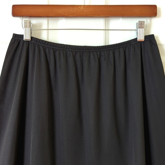 Vanity Fair 80's Vintage Silky Lace Trim High Waisted Mini Slip Skirt Black L - Picture 2 of 8